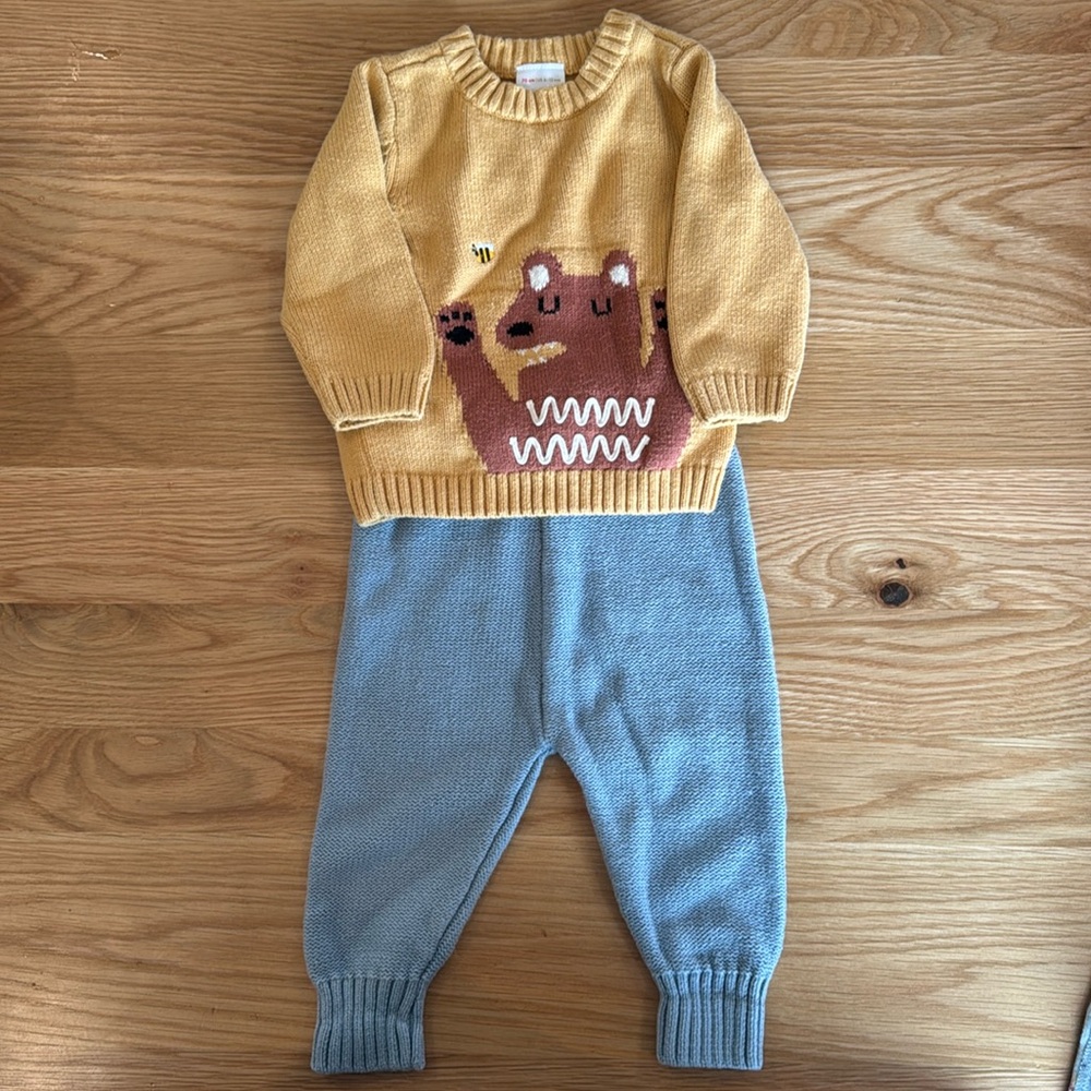 Hanna Andersson Sweater Full Set, Honey Bear, 6-12 month
